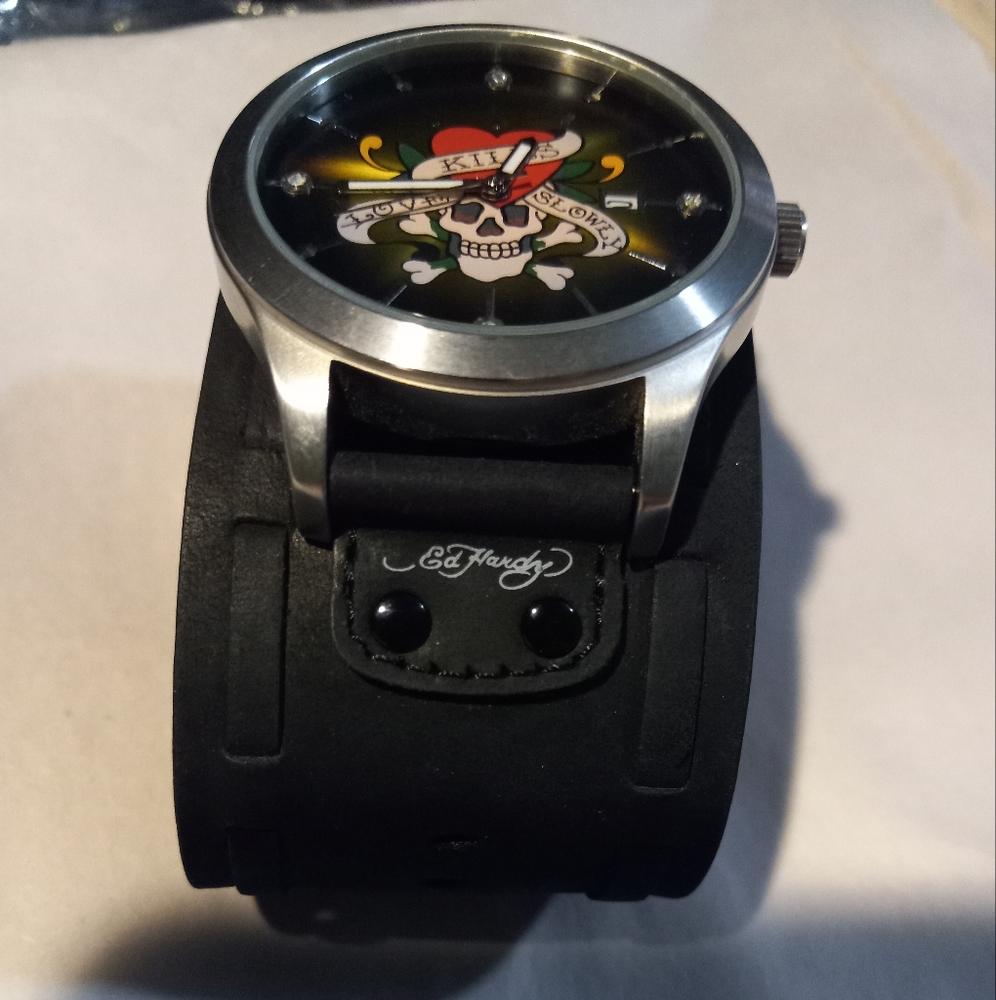 Ed Hardy Black Watch with Skull Design